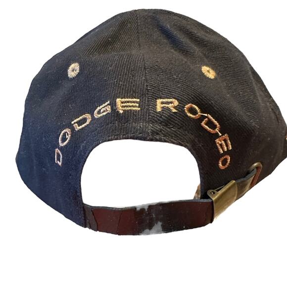Dodge Rodeo Black Hat with Brown Suede Bill Flag and Dodge Rodeo Logos Snapback - Picture 2 of 6